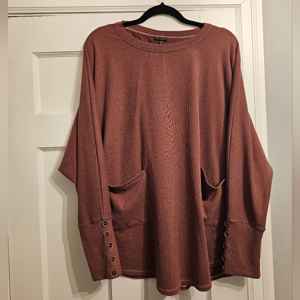 Coco + Carmen Rust Long Sleeve with Button Accents